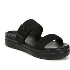 Dr. Scholl’s Black Styles Double Leather Strap Slide Sandals